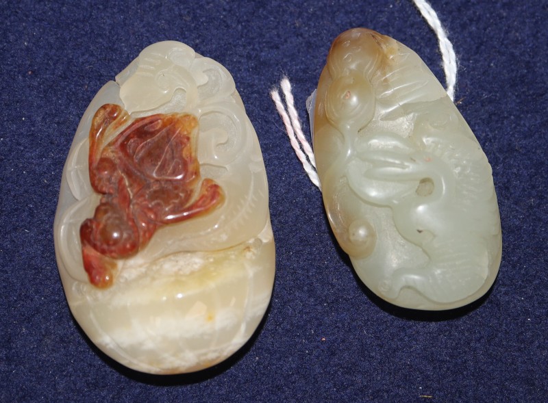 Two jade pebble carvings